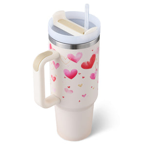 Valentine's Day Gift: Thermal Mug for Women - Portable, Durable, and Stylish, Mug 40oz Straw Coffee Insulation Cup With Handle, Water Bottle BPA Free Thermal Mug