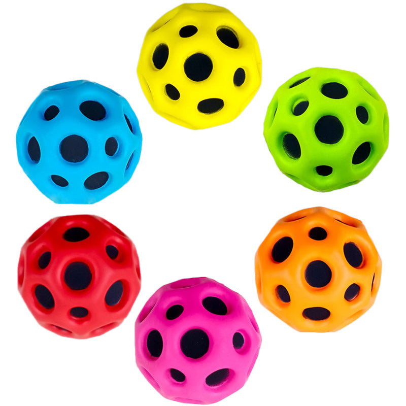 Hole Ball Soft Bouncy Ball Anti-fall Moon Shape Porous Bouncy Ball Kids Indoor Outdoor Toy Ergonomic Design