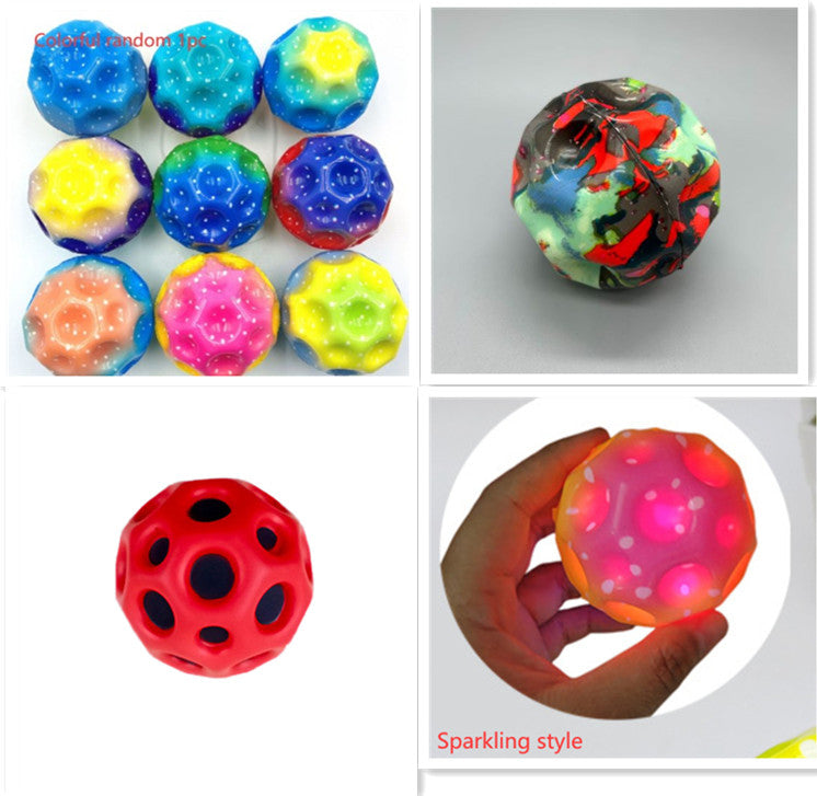 Hole Ball Soft Bouncy Ball Anti-fall Moon Shape Porous Bouncy Ball Kids Indoor Outdoor Toy Ergonomic Design